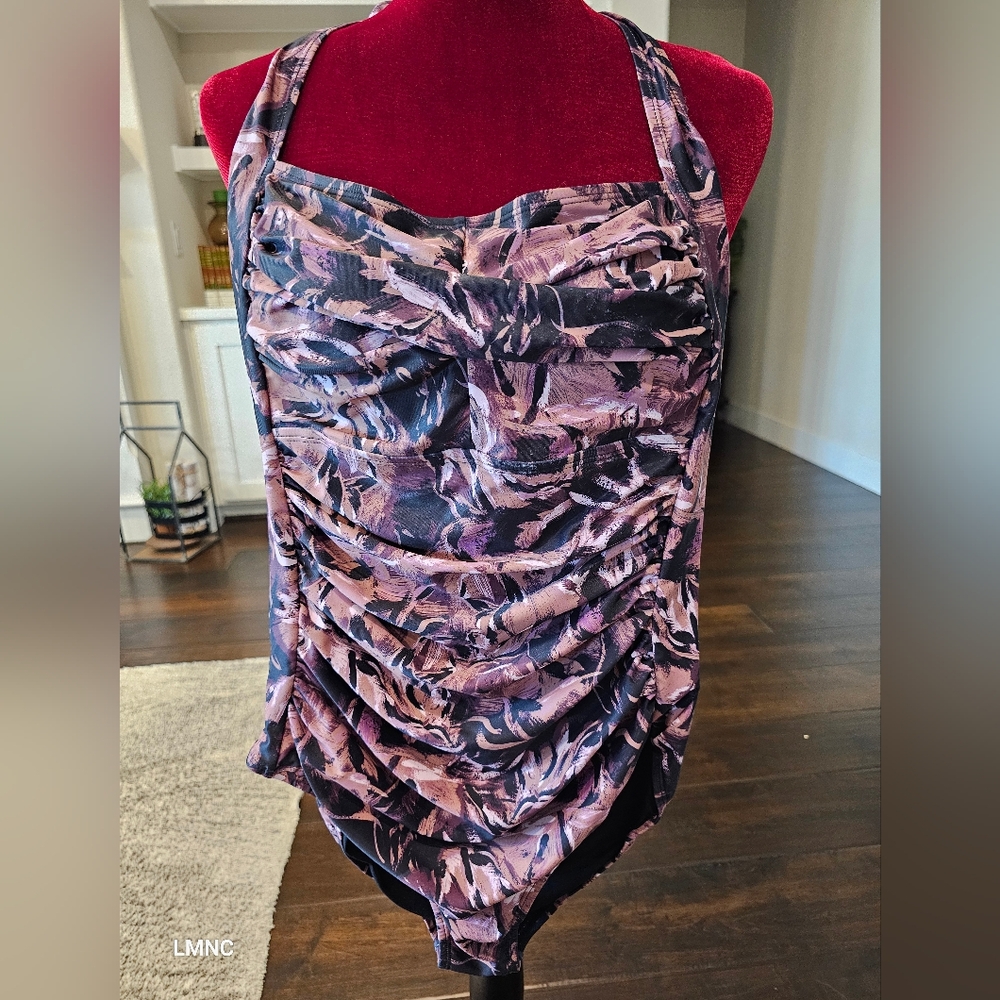 Smismivo Tummy Control Swimwear Halter One Piece Slimming Vintage Retro Swimsuit